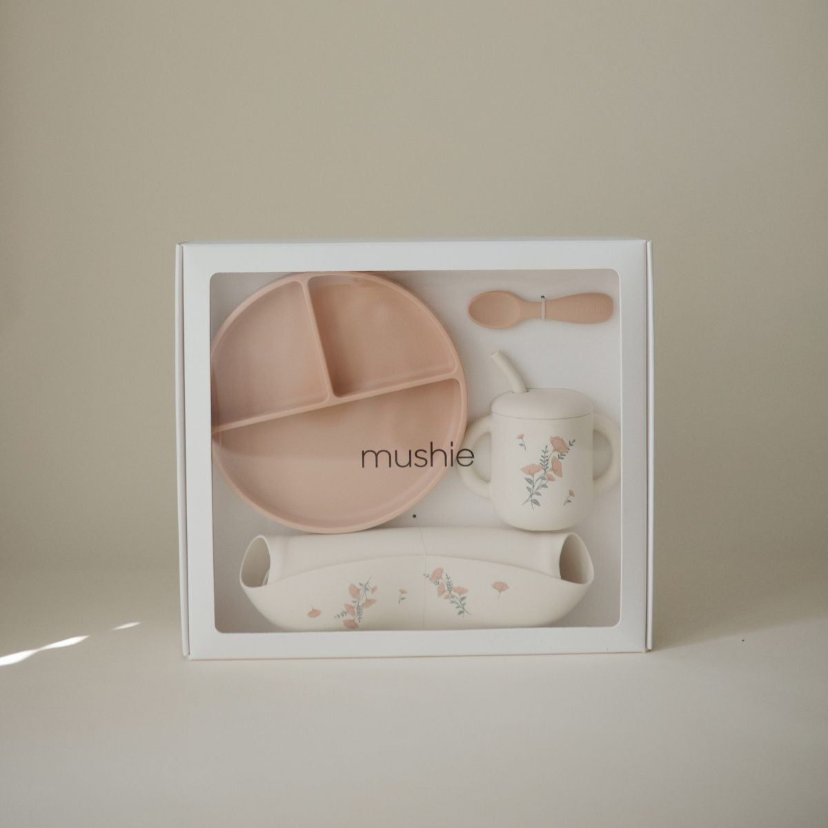 Mushie Silicone Peuter Eetset | Pink Flowers