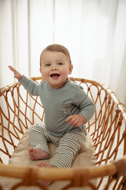 * Little Dutch Broekje Stone | Blue Stripe