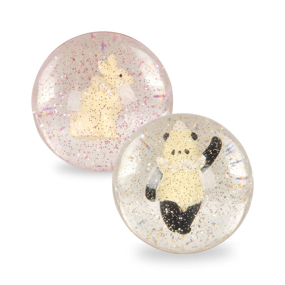 Konges Sløjd Bouncing Ball Set Bunny/Panda met glitter, te koop bij De Gele Flamingo