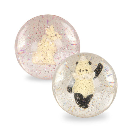 Konges Sløjd Bouncing Ball Set Bunny/Panda met glitter, te koop bij De Gele Flamingo