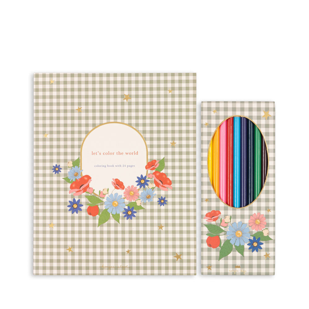 * Konges Sløjd Coloring Book And Color Penci Fsc | Green Tea Check