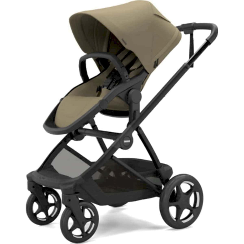Thule Charm 2-in-1 Faded Khaki met uitschuifbare zonnekap tegen zon en wind, De Gele Flamingo