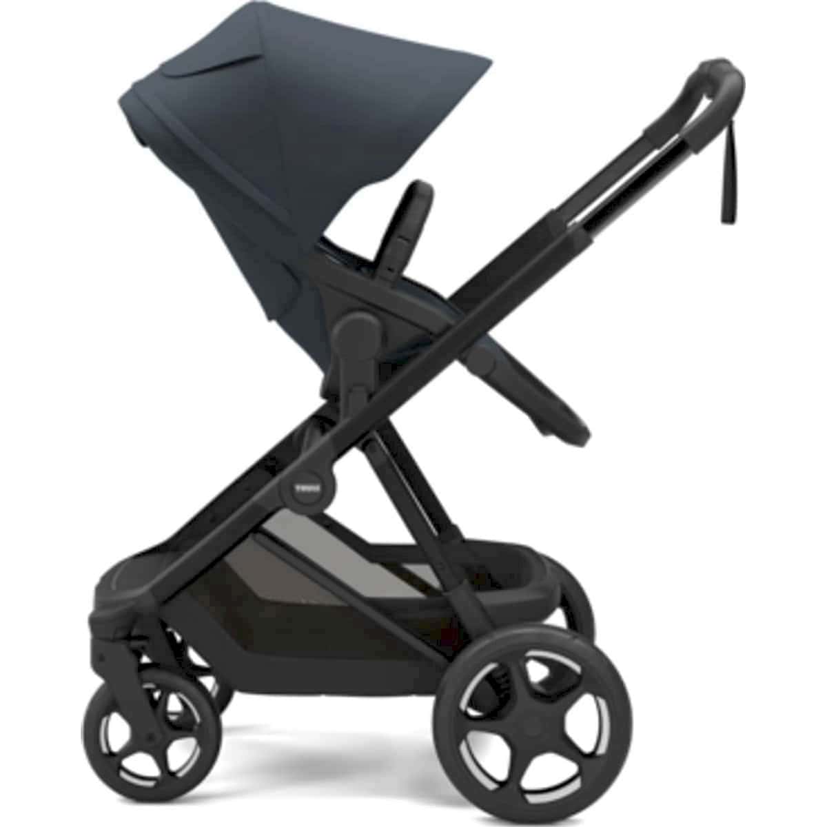 Thule Charm 2-in-1 kinderwagen in donker blauw met reiswieg en zitje, De Gele Flamingo