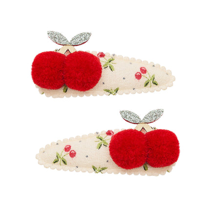 Mimi & Lula Pom Pom Cherries clic clacs, speelse haarspeldjes voor kinderen bij De Gele Flamingo