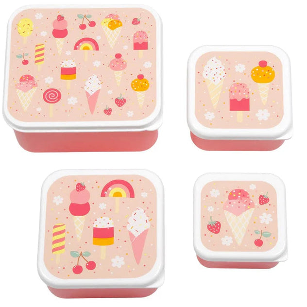 A Little Lovely Company lunch en snack box set met Ijsjes-print, vooraanzicht