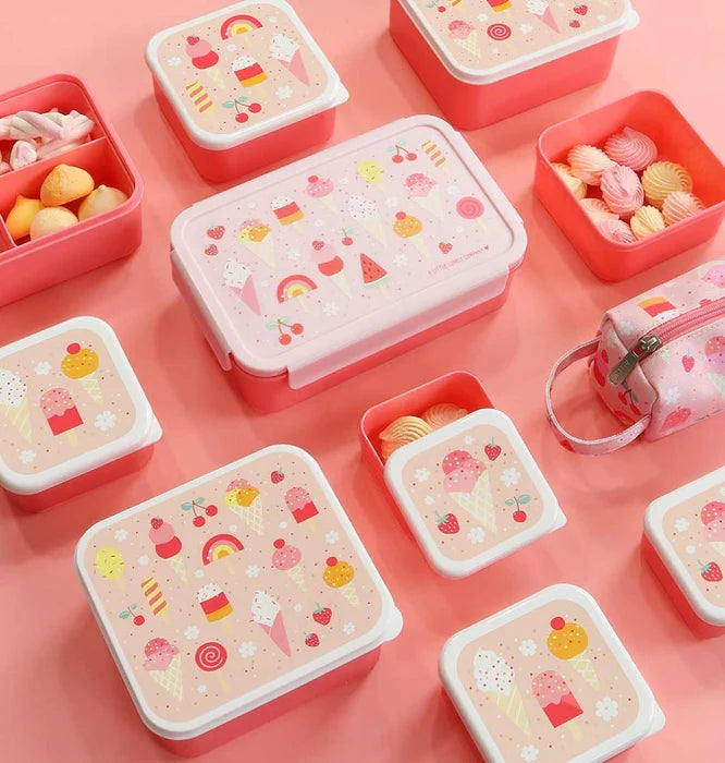 A Little Lovely Company lunch en snack box set met Ijsjes-print, vooraanzicht