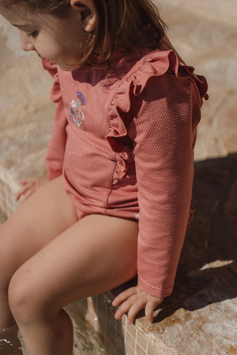 * Little Dutch Zwemshirt Lange Mouwen | Dreamy Pink Sparkle