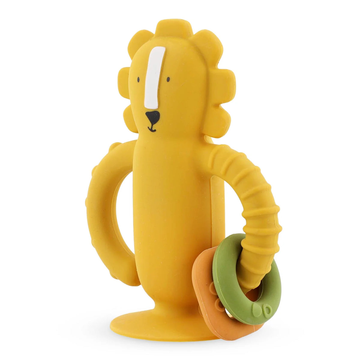 Trixie Sensorisch Siliconen Babyspeelgoed Mr. Lion met stevige zuignap voor tafel of kinderstoel, bij De Gele Flamingo.
