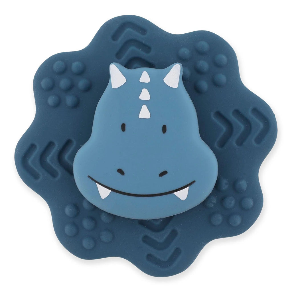 Trixie Siliconen Spinner Mr. Triceratops met draaiende ring rond het dino-figuurtje, bij De Gele Flamingo.