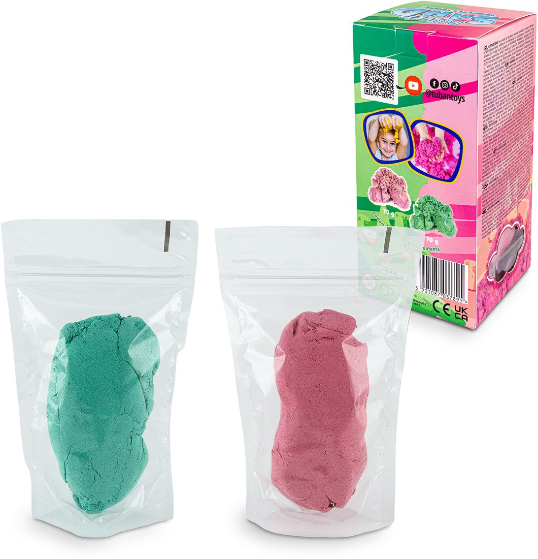 Tuban Sensorisch Zand Fluffy Sand | Pink & Green 2 x 70 g