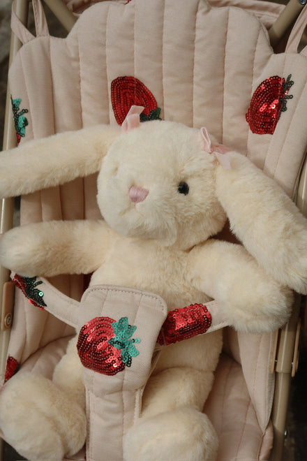 Konges Sløjd Poppenbuggy Strawberry met afneembare stof, makkelijk schoon te maken, De Gele Flamingo
