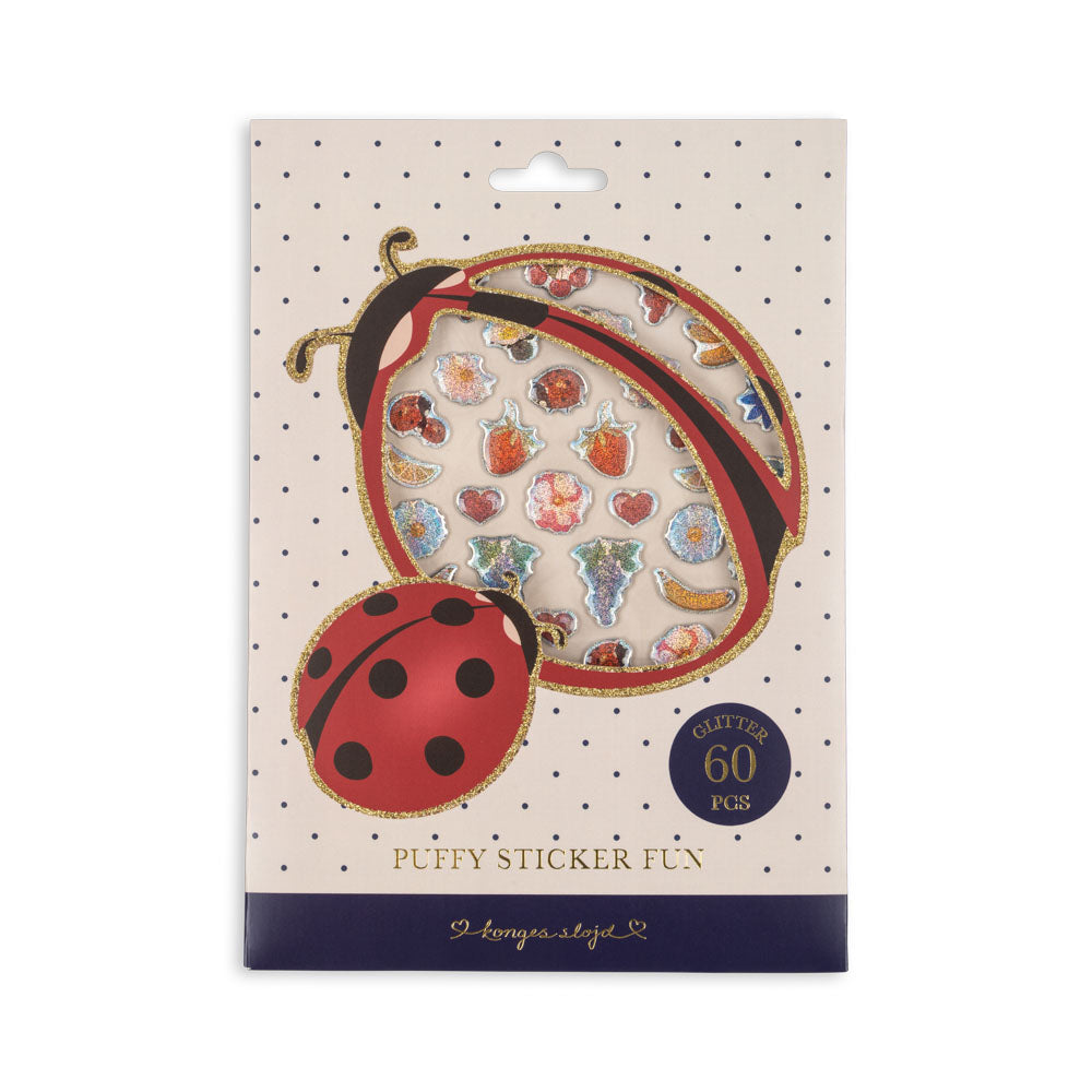 Konges Sløjd Puffy Stickers in Ladybug met zachte puffy structuur, te koop bij De Gele Flamingo