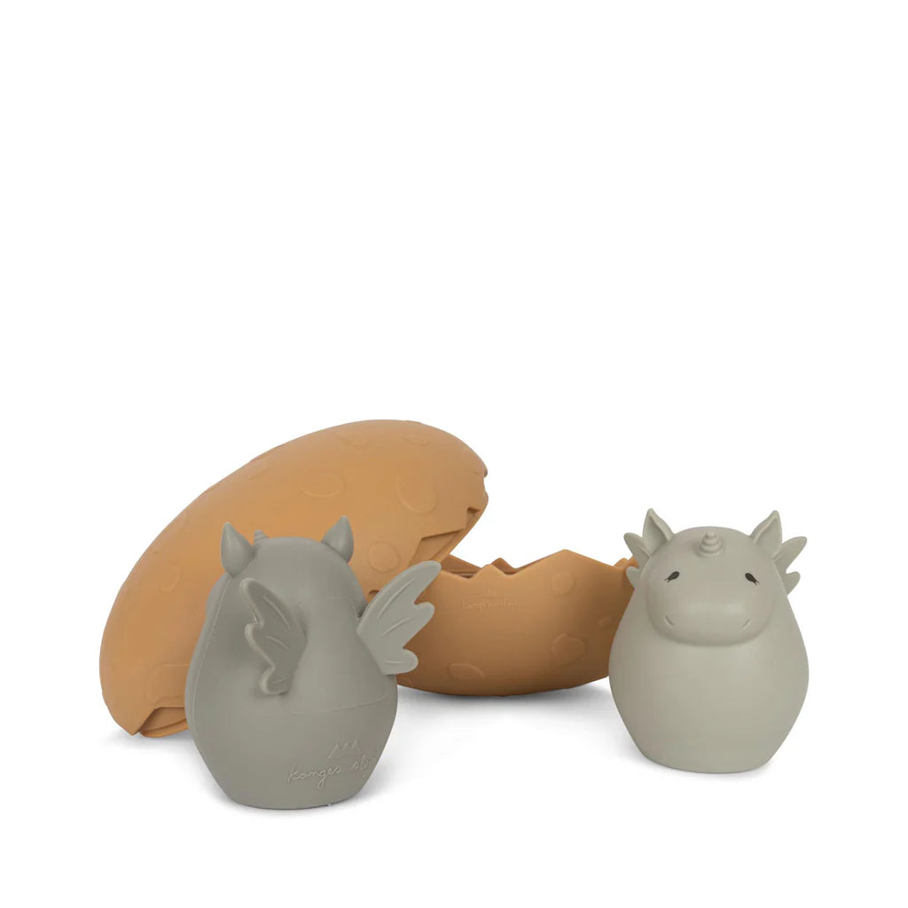 * Konges Sløjd Silicone Badspeeltjes Dino Egg | Almond Mix