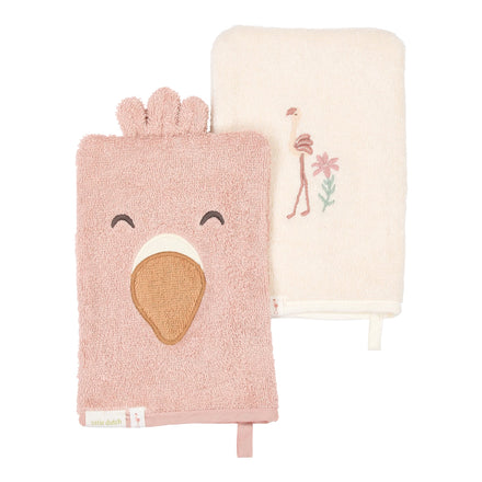 Little Dutch Washandjes Set Flamingo 2-pack Blooming Safari | Roze