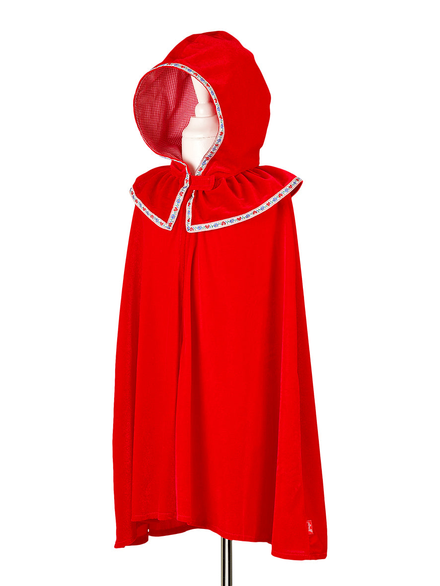 Souza Roodkapje cape rood 4-8 jaar - vooraanzicht verkleedcape met kap
