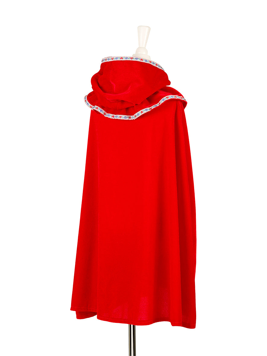 Souza Roodkapje cape rood 4-8 jaar - vooraanzicht verkleedcape met kap
