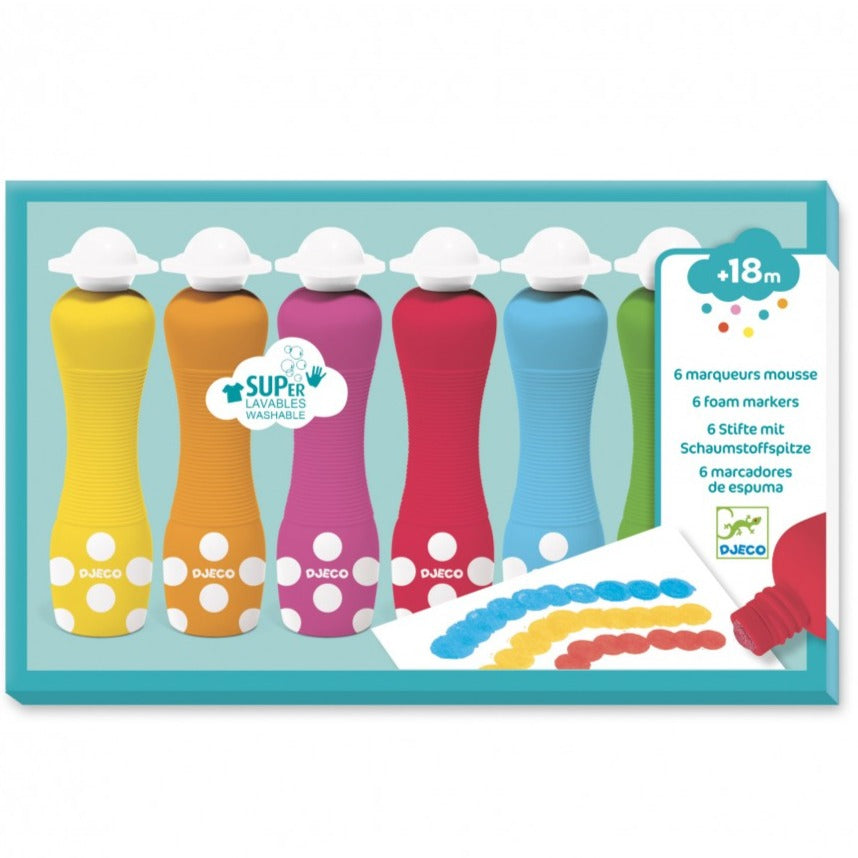Djeco Set 6 Wasbare Mousse Stiften | Regenboog
