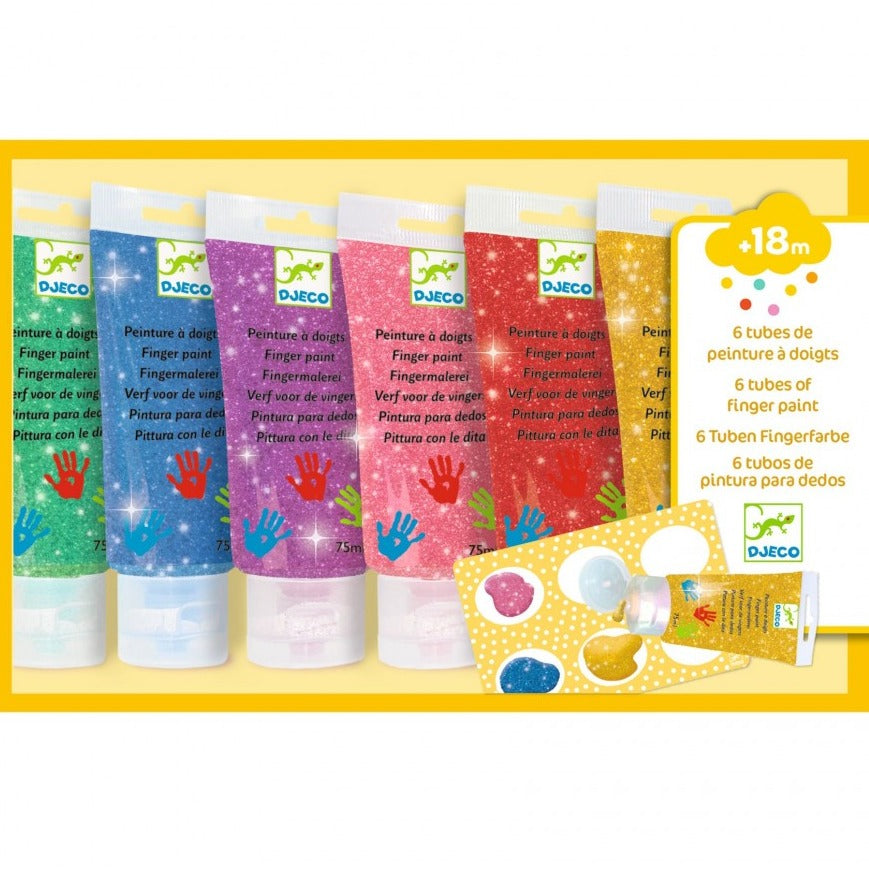 Djeco Set 6 Tubes Vingerverf 75ml | Glitter