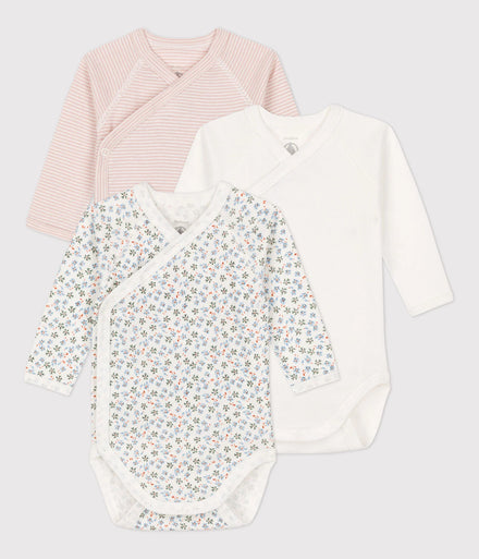 * Petit Bateau Set 3 Rompers Met Lange Mouwen | Flowers