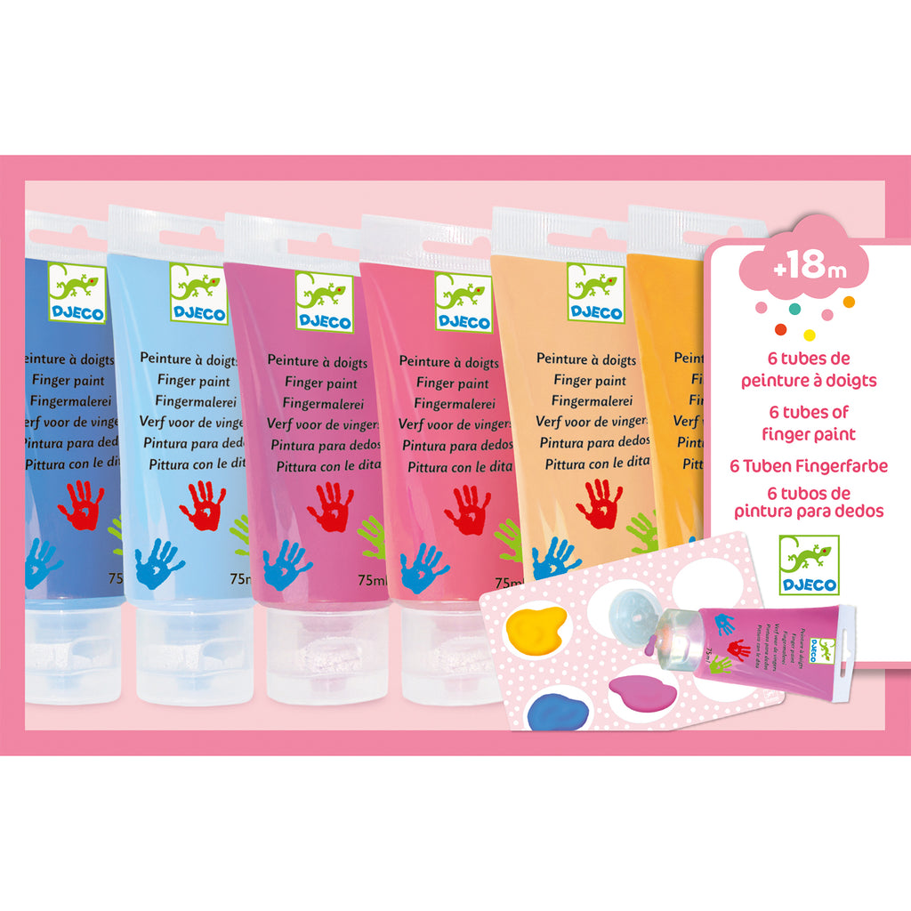 Djeco Set 6 Tubes Vingerverf 75ml | Pastel