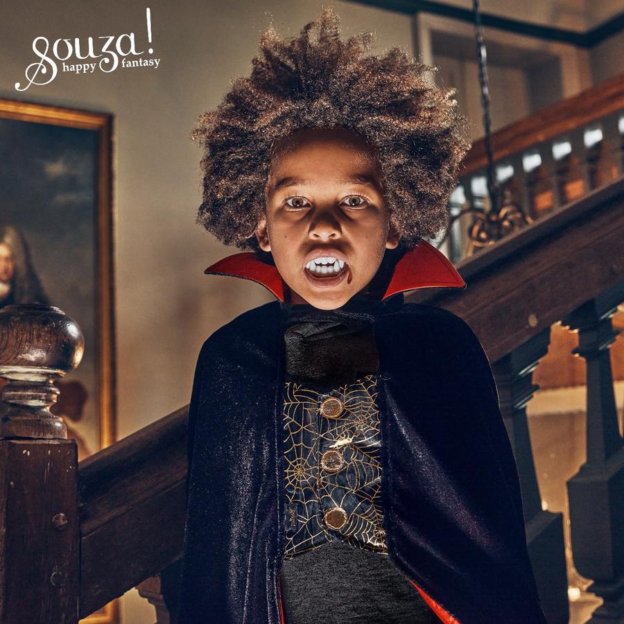 Souza Dracula cape met vampiertanden voor kinderen van 4 tot 8 jaar