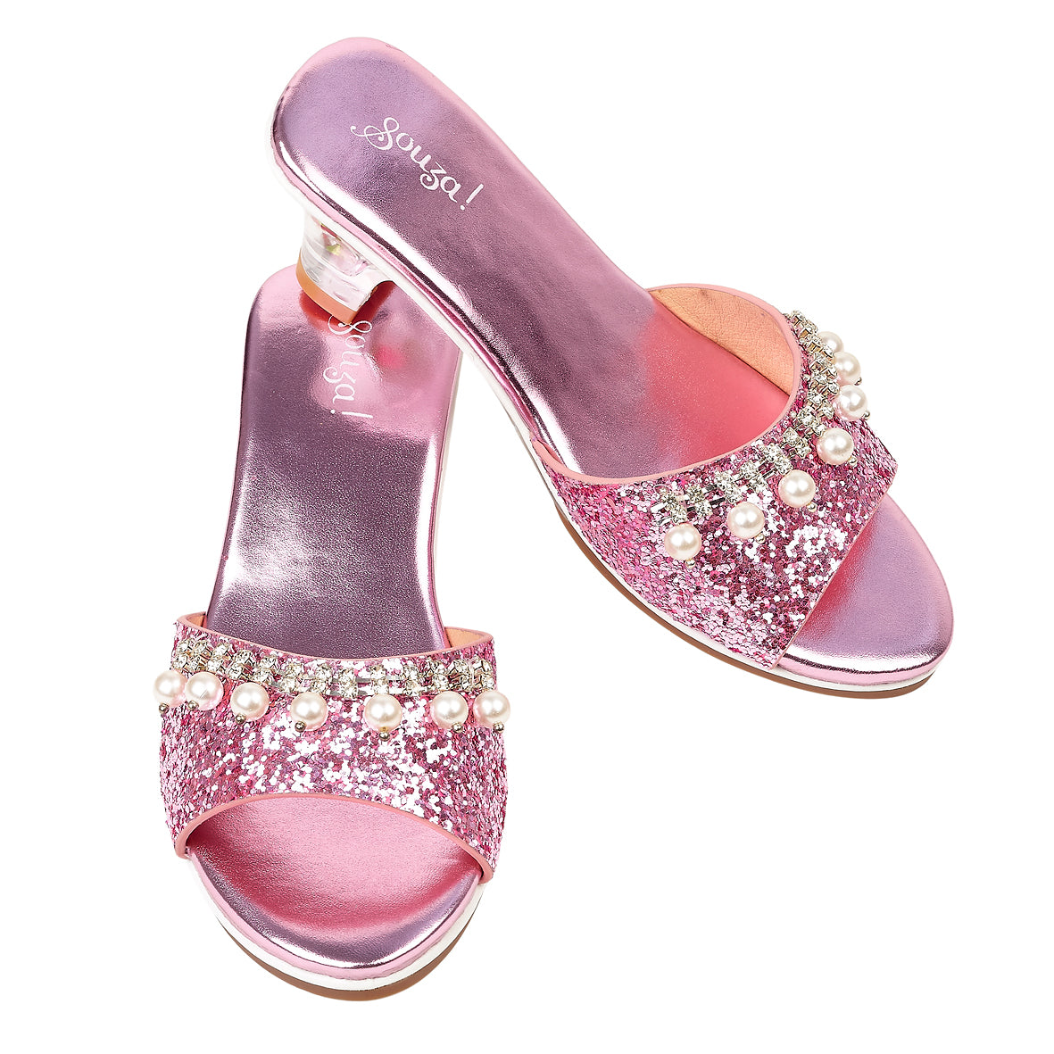 Souza roze metallic slippers met hakje Marie-Claire in schoenmaat 27/28