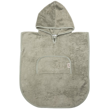 Timboo badponcho met V-hals Whisper Green, vooraanzicht met kap