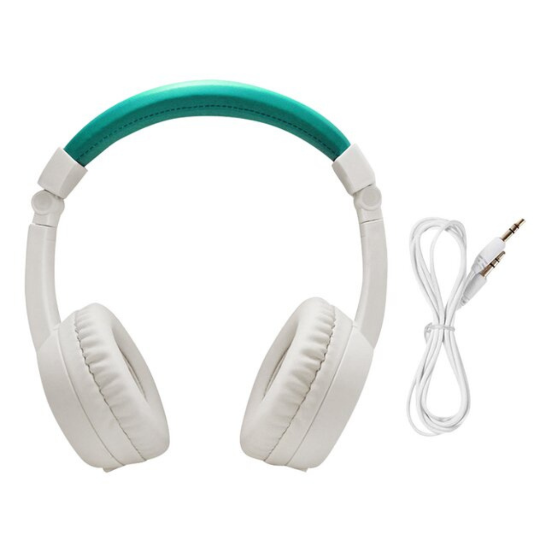 Timio hoofdtelefoon voor kinderen wit en groen, met losse audiokabel