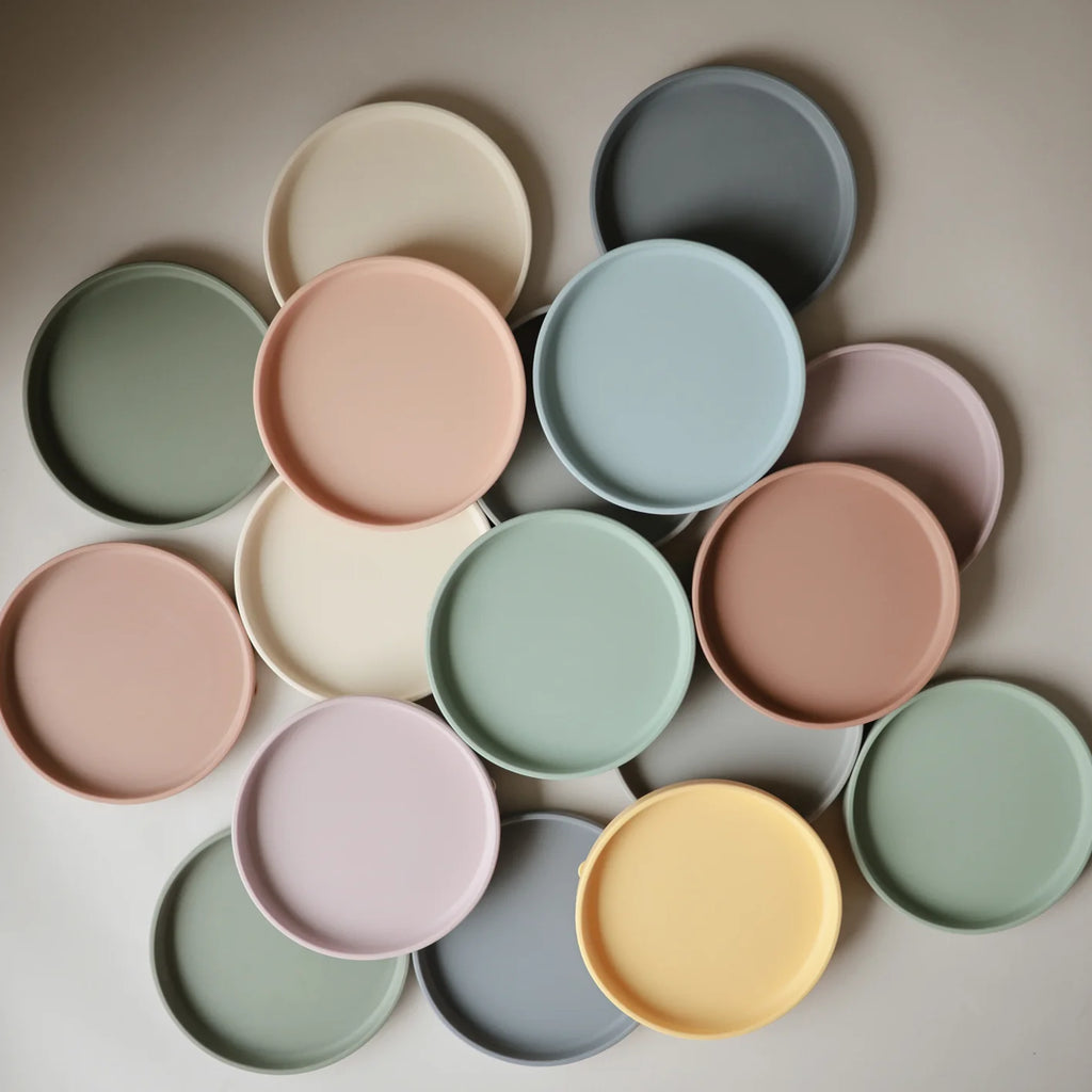 Mushie Silicone Bord Rond Met Zuignap | Dried Thyme