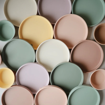Mushie Silicone Bord Rond Met Zuignap | Soft Lilac