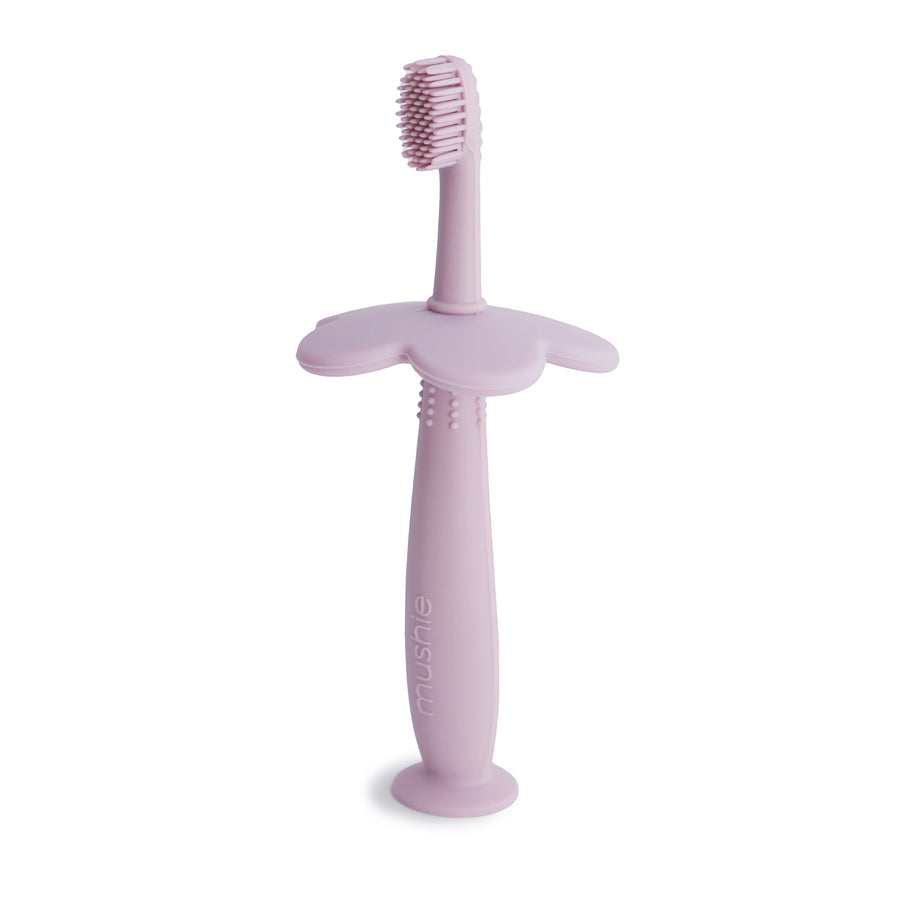 Mushie Siliconen Oefentandenborstel Bloem | Soft Lilac