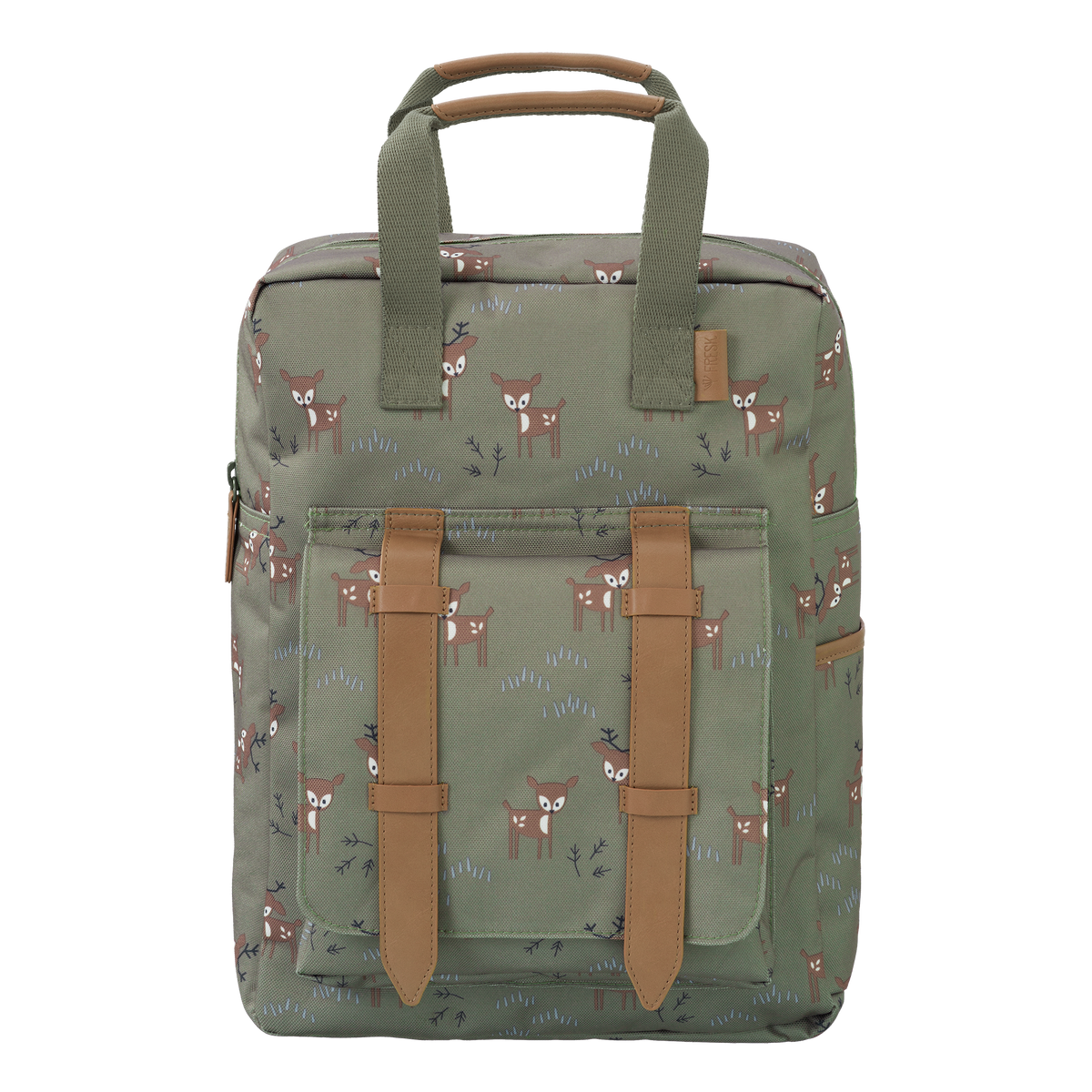 Fresk kinderrugzak groot met Deer Olive-print