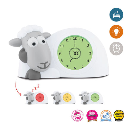 Detail van de Zazu Sam het Schaap slaaptrainer in grijs