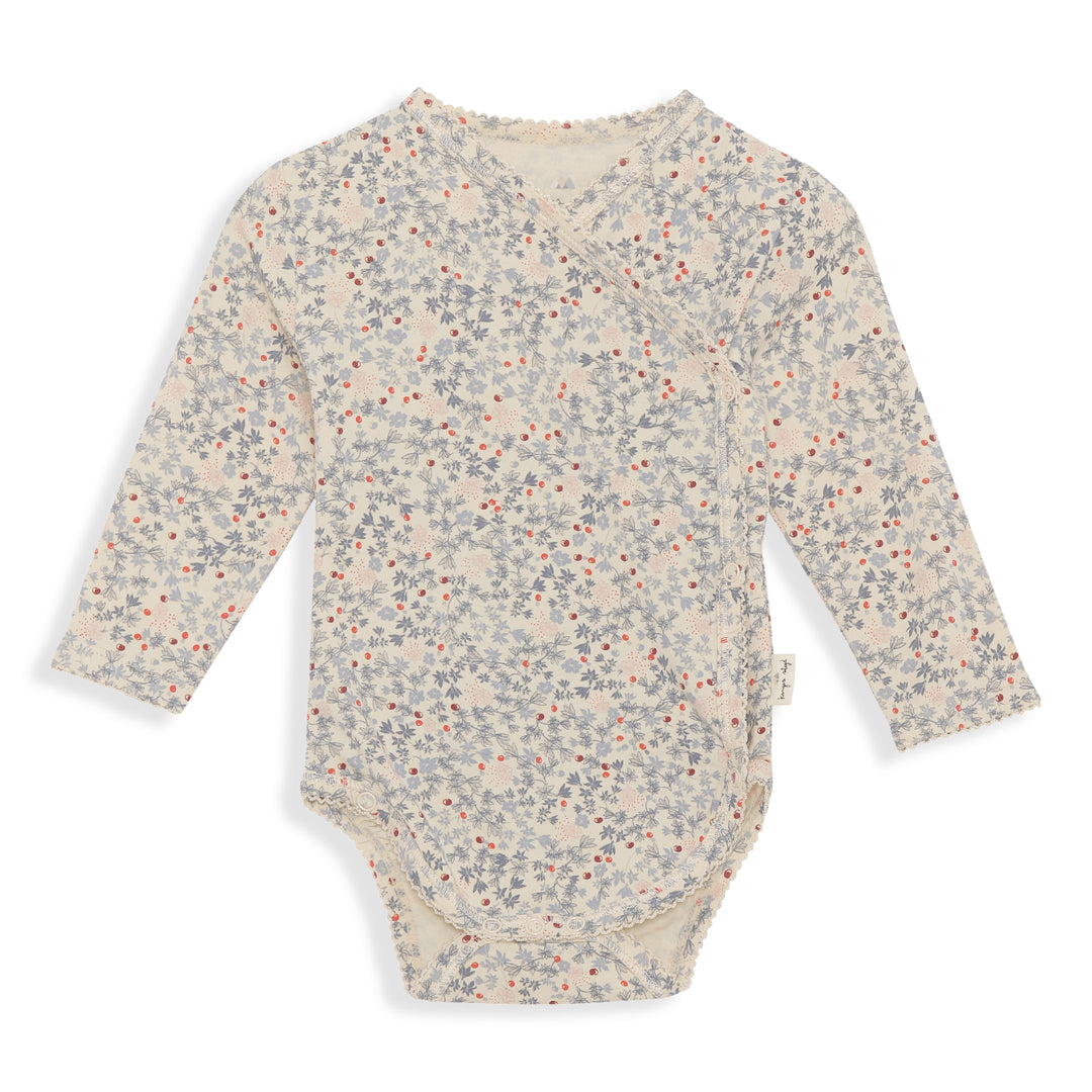 * Konges Sløjd Newborn Overslag Romper | Rose Hip Blue