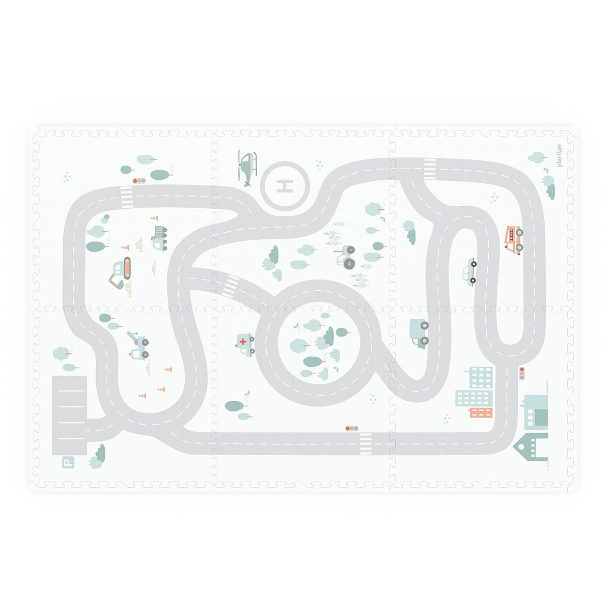 Play And Go EEVAA 2-In-1 Speeltapijt Puzzelmat & Opbergbox | Road 120x180cm