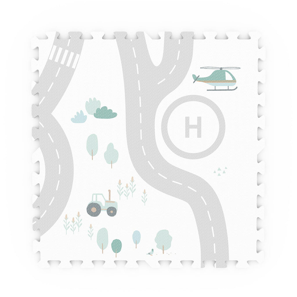 Play And Go EEVAA 2-In-1 Speeltapijt Puzzelmat & Opbergbox | Road 120x180cm