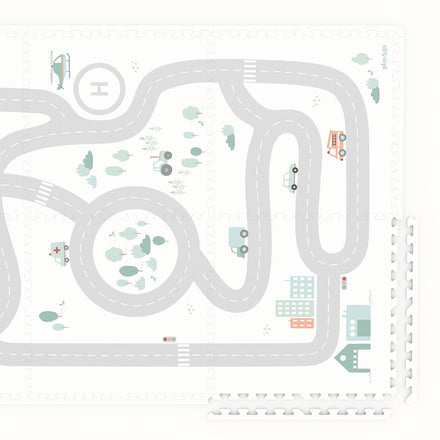 Play And Go EEVAA 2-In-1 Speeltapijt Puzzelmat & Opbergbox | Road 120x180cm