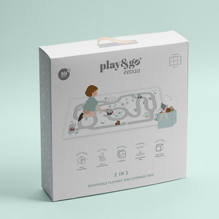 Play And Go EEVAA 2-In-1 Speeltapijt Puzzelmat & Opbergbox | Road 120x180cm