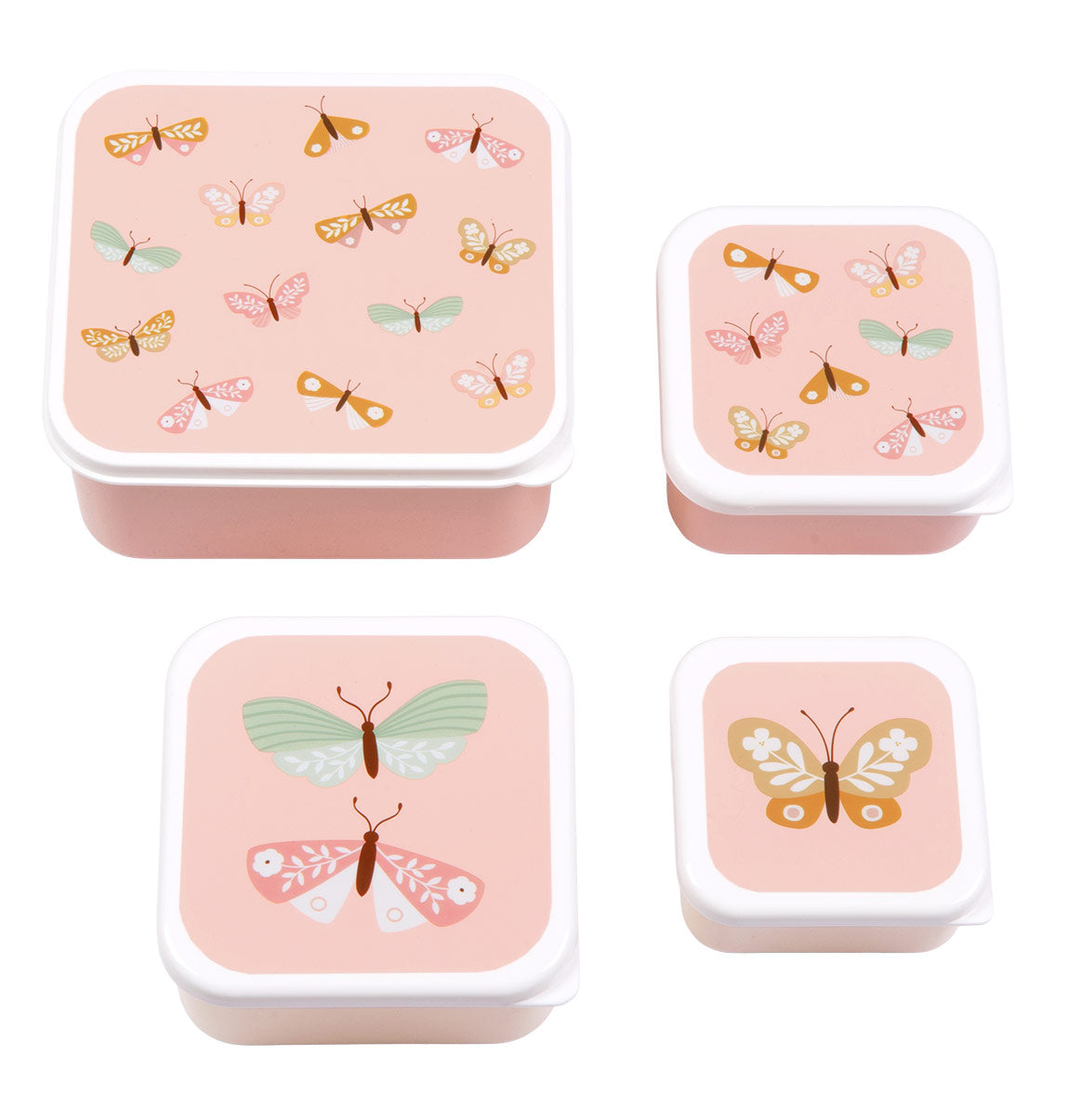 A Little Lovely Company Lunch & Snack Box Set met Vlinders-print, complete set