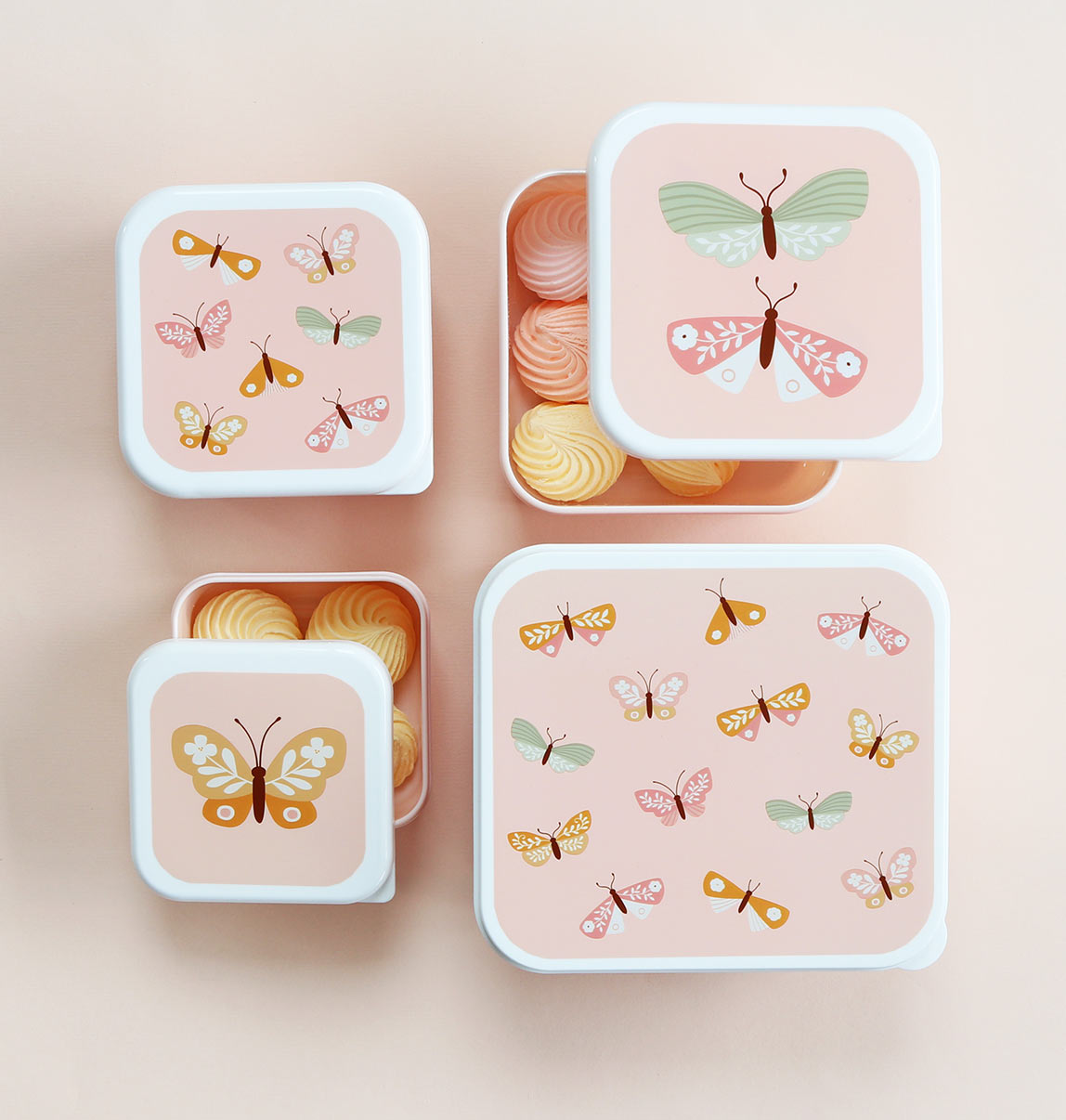 A Little Lovely Company Lunch & Snack Box Set met Vlinders-print, complete set