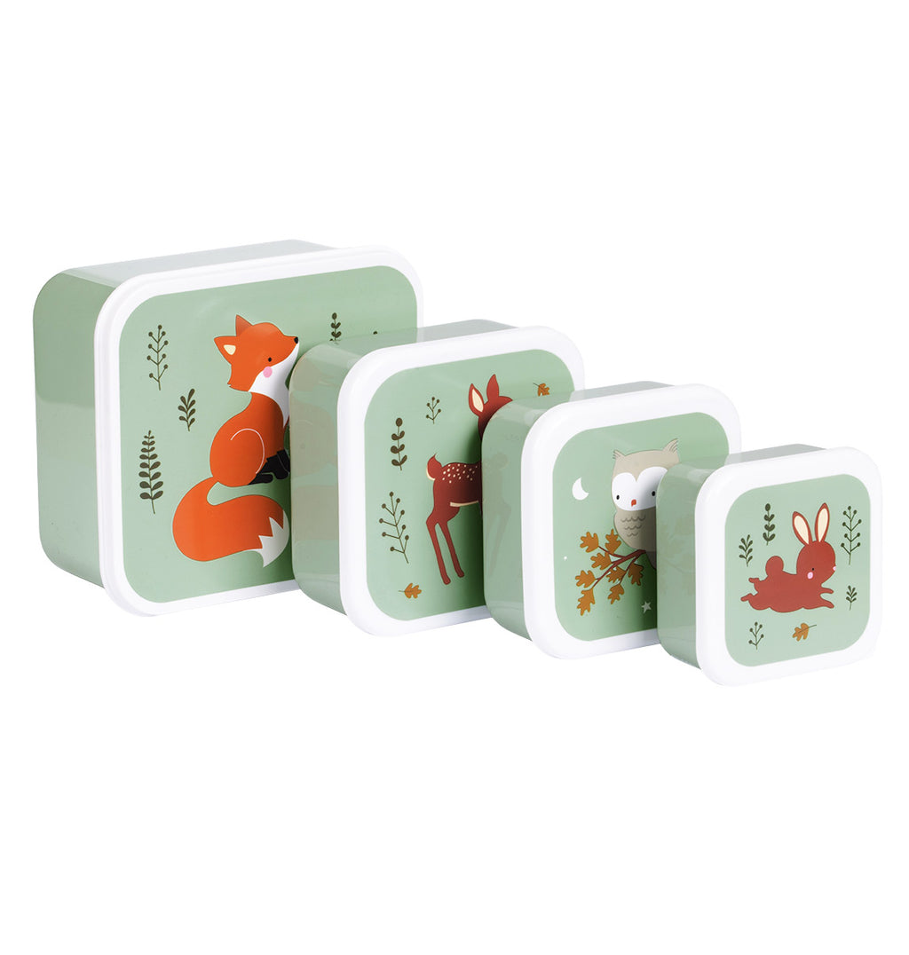 Lunchbox met Bosvriendjes-print van A Little Lovely Company, geopend