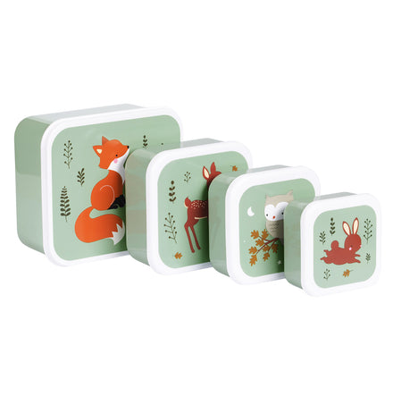 Lunchbox met Bosvriendjes-print van A Little Lovely Company, geopend