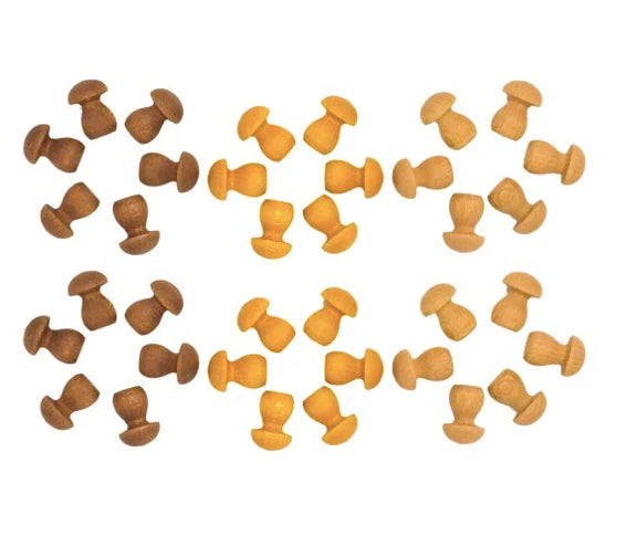 Grapat Mandala Little Mushroom set van 36 houten paddenstoeltjes
