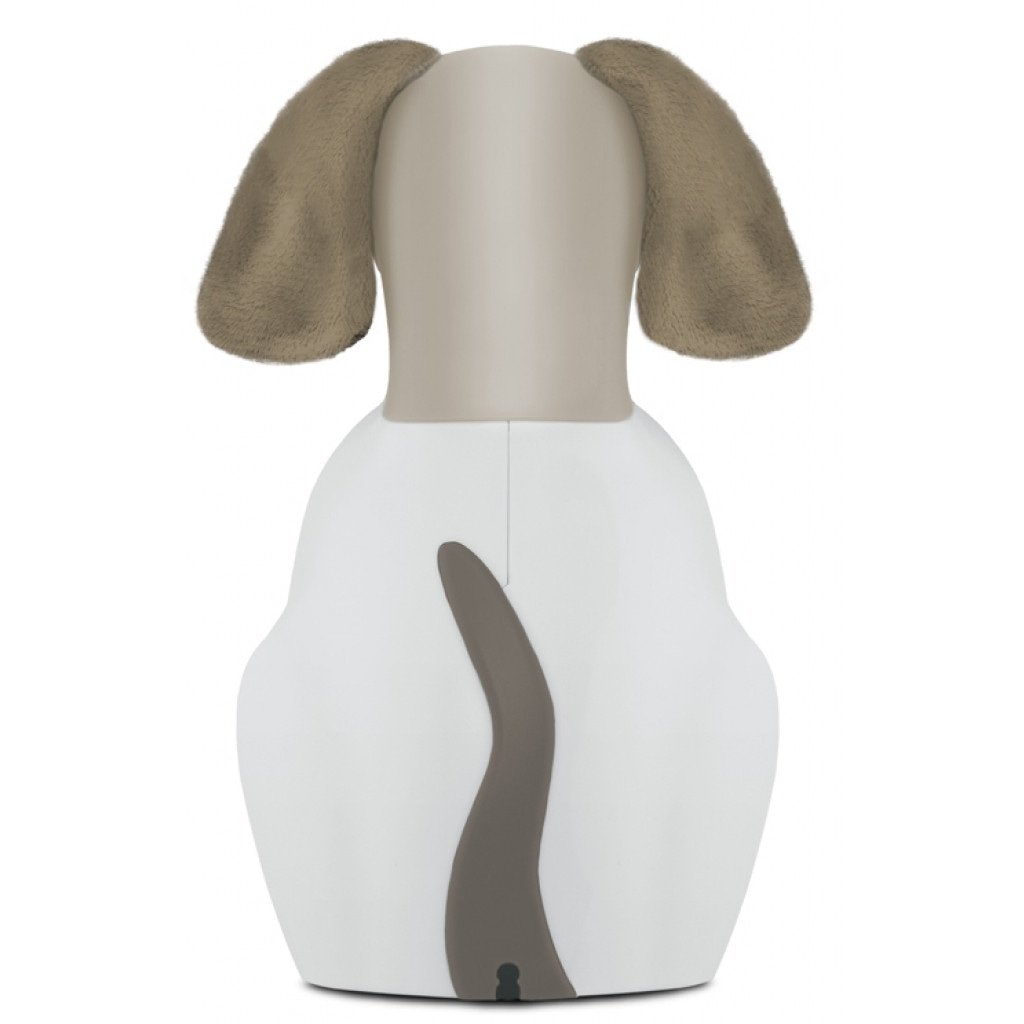 Achterkant van de Zazu Davy the Dog slaaptrainer in taupe