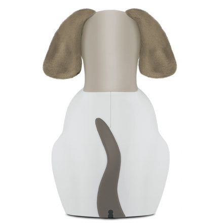 Achterkant van de Zazu Davy the Dog slaaptrainer in taupe