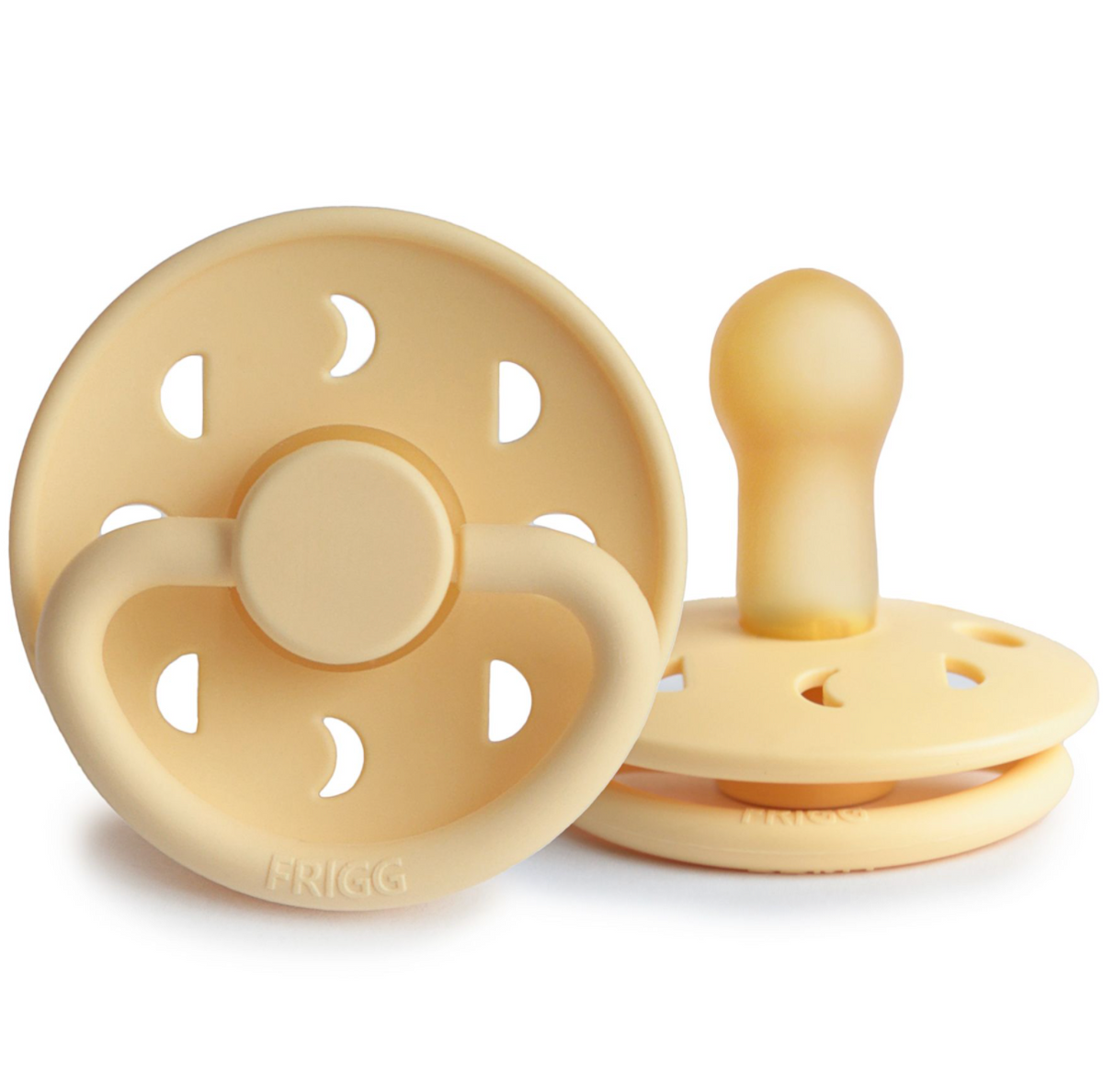 Frigg Moon Latex Fopspeen 6+M Ronde | Pale Daffodil