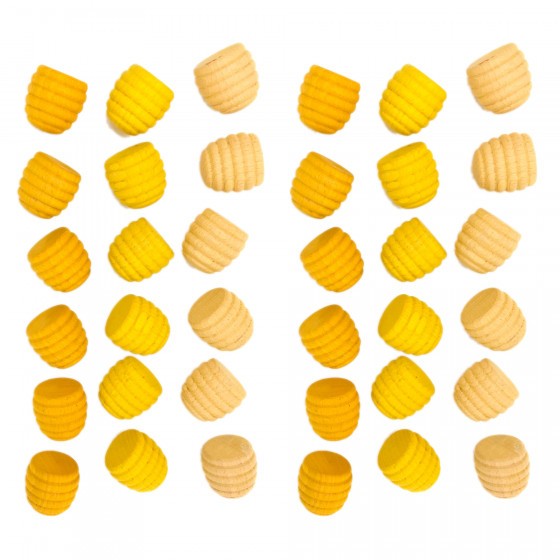 Grapat Honeycomb set van 36 houten honingraten in tinten geel