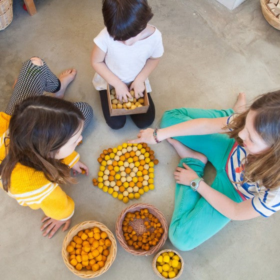 Grapat Honeycomb set van 36 houten honingraten in tinten geel
