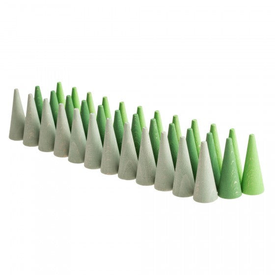 Grapat Mandala Green Cone - 36 houten groene kegels complete set