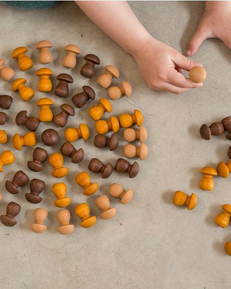 Grapat Mandala Little Mushroom set van 36 houten paddenstoeltjes